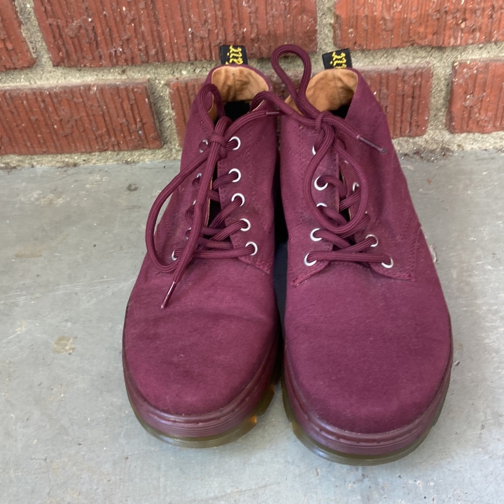 Dr. Martens Burgundy Canvas Lace-Up Ankle Boots - Picture 5 of 7